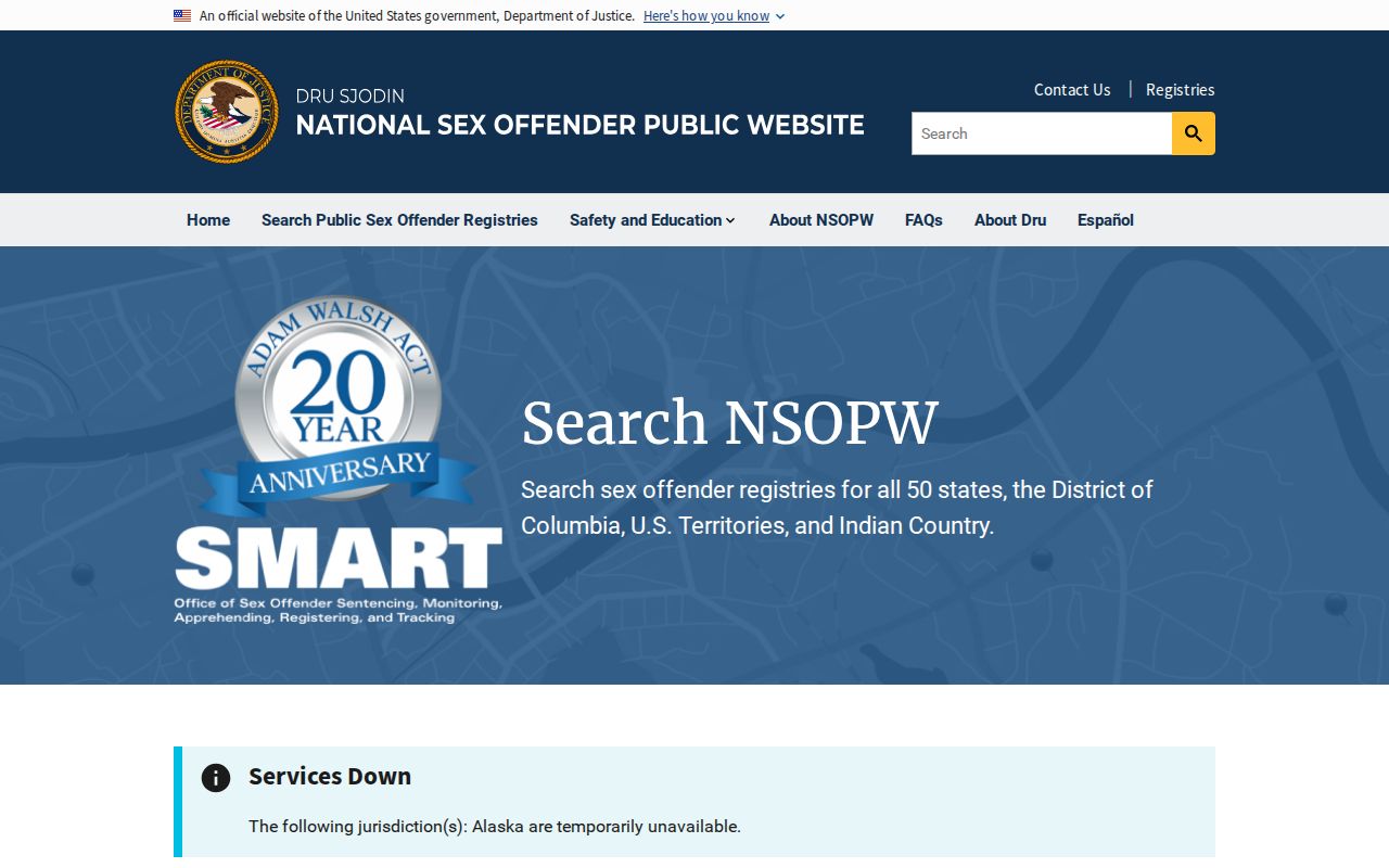 NSOPW national interface for a Wayne County sex offender lookup